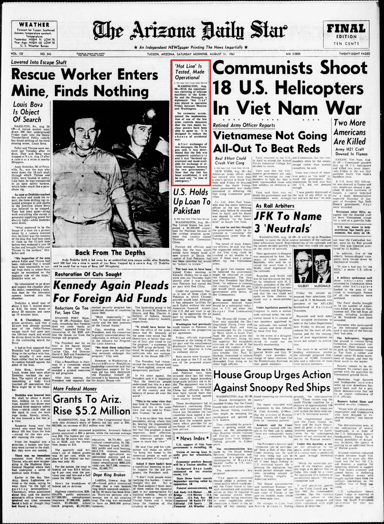 Aug. 31. 1963: Hotline between US and USSR is established